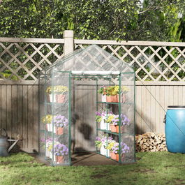 Outsunny sera de gradina, sera pentru plante, legume, fructe 143x143x195cm, transparenta | Aosom Ro