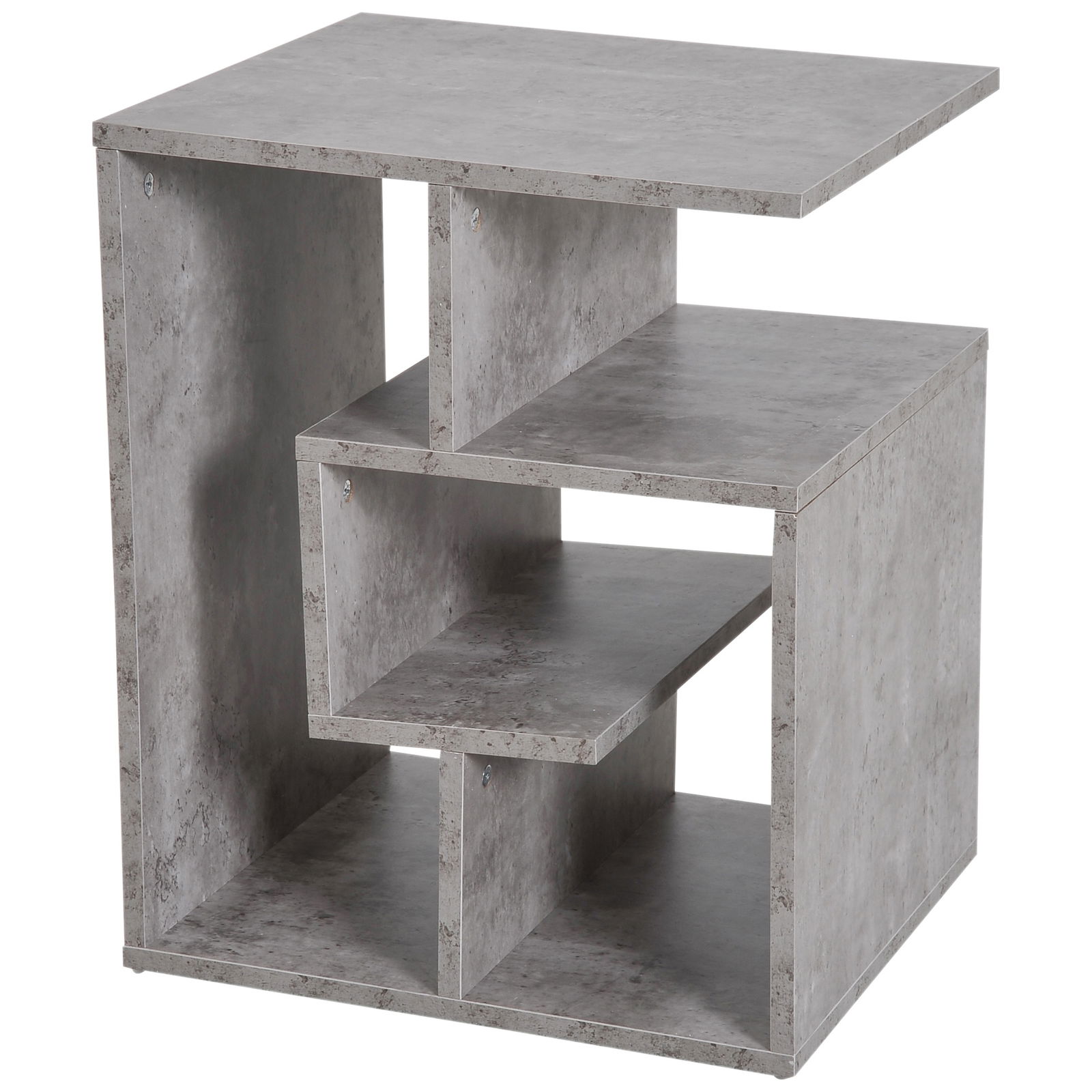 Homcom Biblioteca pe 3 niveluri in Lemn Gri Efect Ciment 45x40x55cm