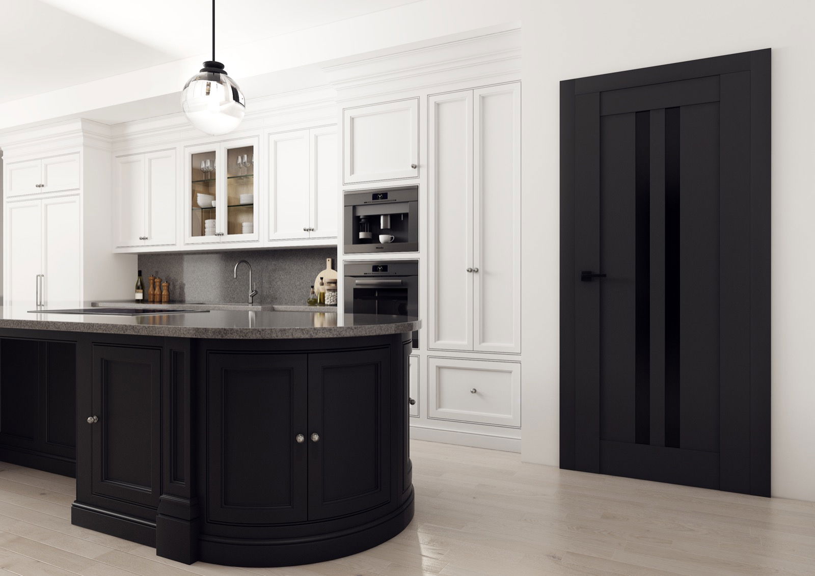 Usa Opium 1 Lider Furniture®, cu toc reglabil, latime 81,8 cm, inaltime 201,7 cm, culoare negru mat