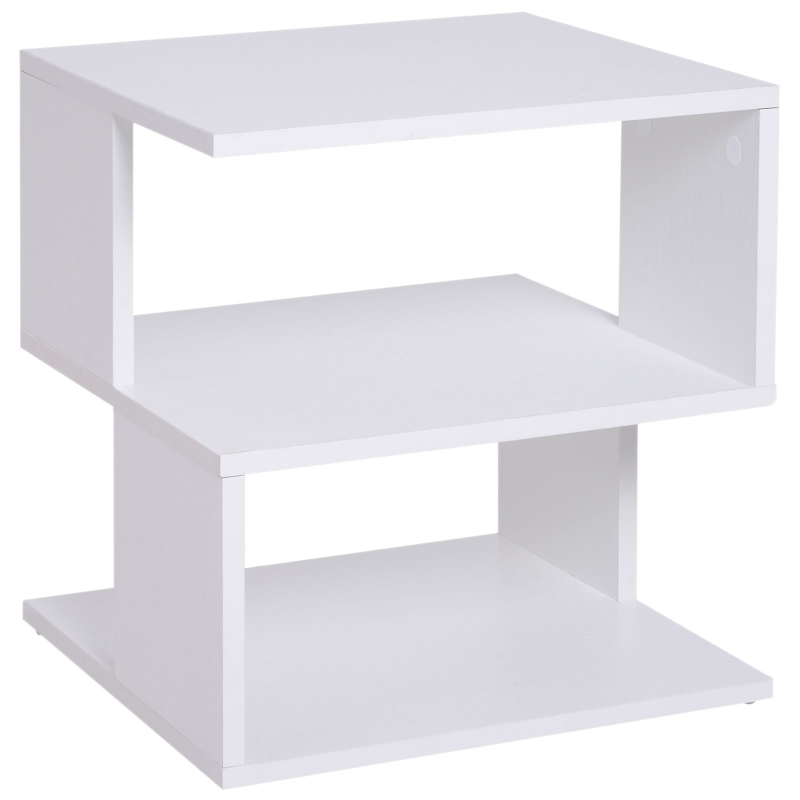 Homcom Masuta de Cafea 2 Rafturi Design Modern Lemn Alb, 40x40x43cm