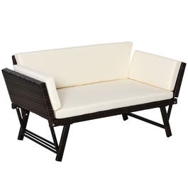 Outsunny, canapea/sezlong gradina 2 locuri, 129x66x67cm, alb | Aosom Ro