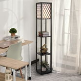 Homcom lampa moderna cu rafturi, lampa de sol cu rafturi, neagra | Aosom Ro