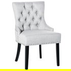 Homcom Scaun pentru bucatarie, scaun Elegant, scaun captusit din Lin cu Nasturi, fotoliu Gri | AOSOM RO