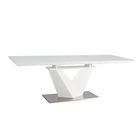 MASA LIDER 18 EXTENSIBILA BUCATARIE SAU LIVING, DESIGN ULTRA-MODERN, METAL, LEMN SI STICLA, ALB, 75 X 220 X 160 CM