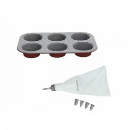 Set pentru tava pentru brioșe și pungă cu 4 duze de rezervă, Sweet Cherry, Tognana, oțel carbon / silicon / plastic