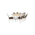 SET LID 94 MASA LIVING CU 6 SCAUNE, ALB/MARO, 155CM LUNGIME, EXTENSIBILA LA 235CM LUNGIME, 95CM LATIME
