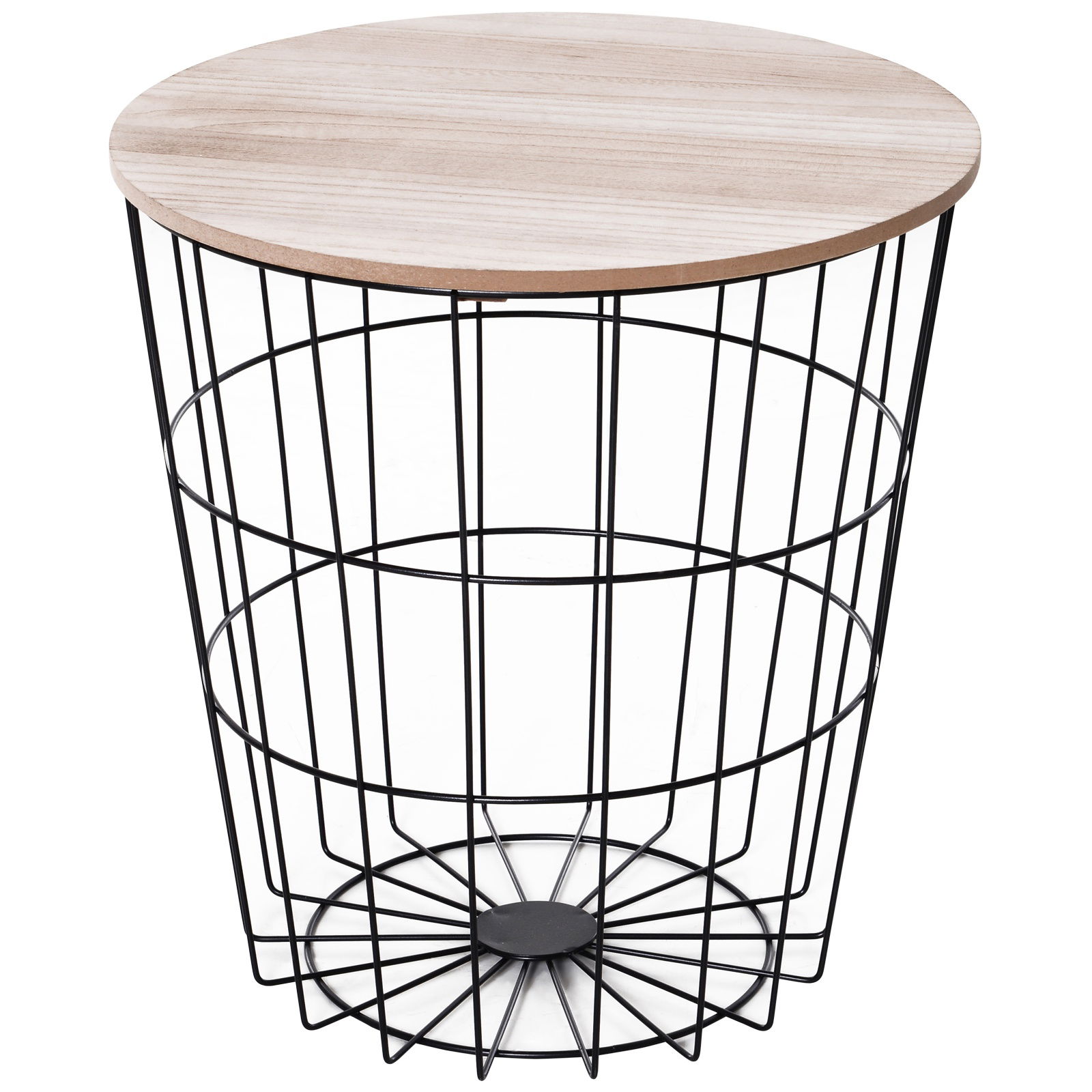 Homcom Masa Container Rotunda, din Lemn si Metal Negru Φ39.5x43cm
