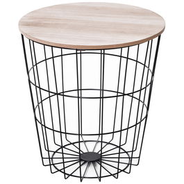 Homcom Masa Container Rotunda, din Lemn si Metal Negru Φ39.5x43cm