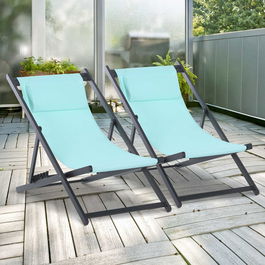 Outsunny Outsunny Set de 2 Sezlonguri Pliabile din Aluminiu si Textilen Albastru deschis