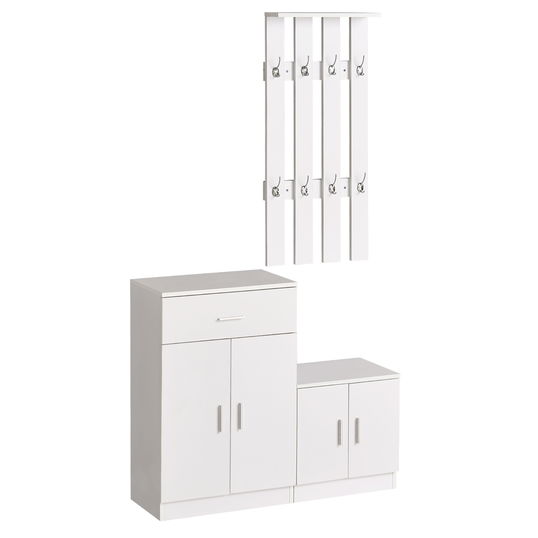 Homcom Mobilier de Hol cu Cuier din Lemn Alb, 100x32x187cm