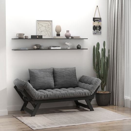 HomCom canapea tip sezlong, 163,83x66,04x81,28 cm, neagra | AOSOM RO