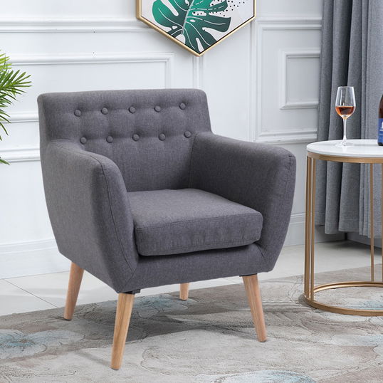 Homcom Scaun Fotoliu de Design Dormitor Salon Moderna Gri