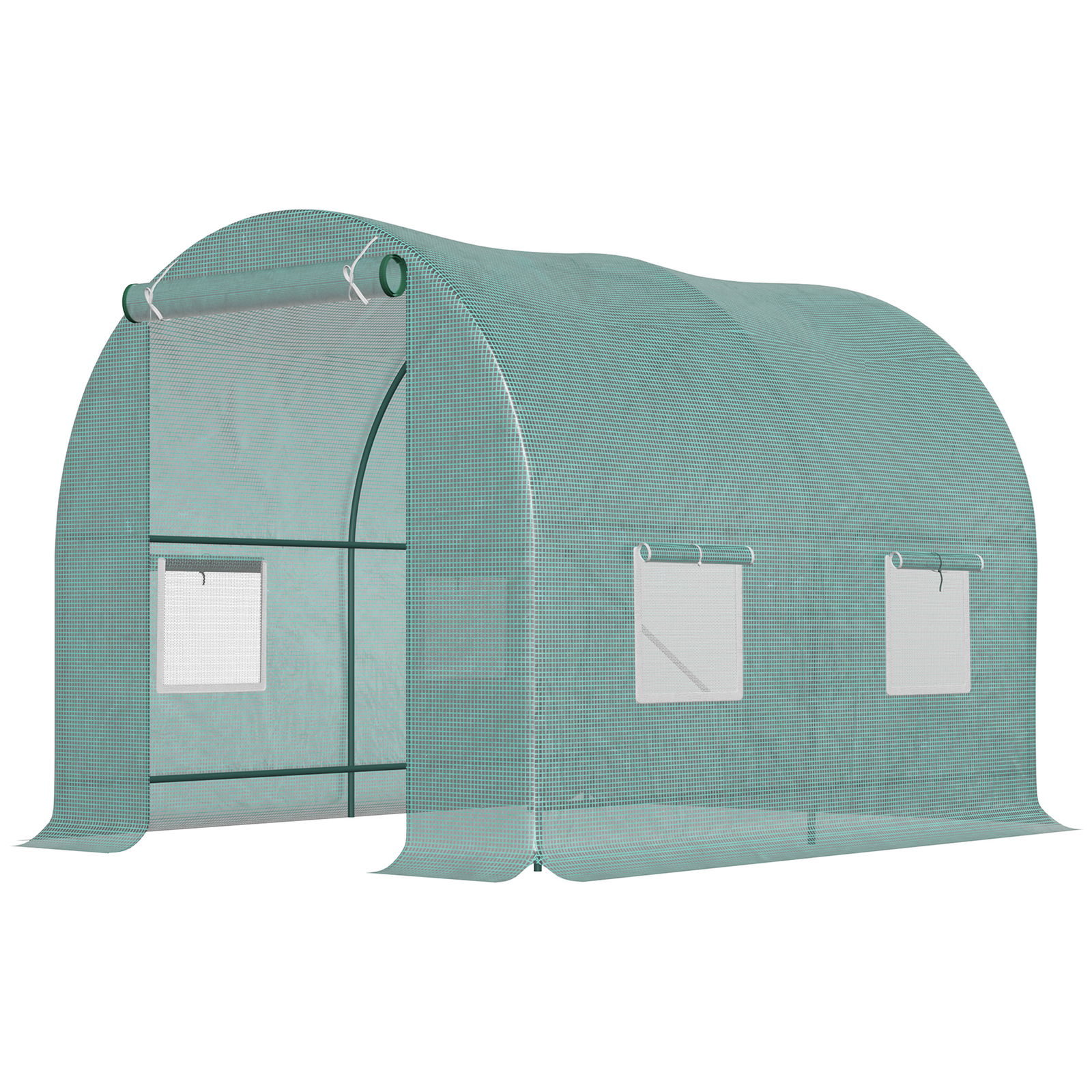 Outsunny sera de gradina din PE, pentru plante, legume, fructe, protectia plantelor 250x200x200cm, verde | AOSOM RO