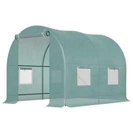 Outsunny sera de gradina din PE, pentru plante, legume, fructe, protectia plantelor 250x200x200cm, verde | AOSOM RO