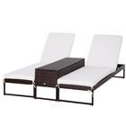 Outsunny Set Mobilier Gradina din PE Ratan 2 Sezlong Terasa cu Masa de Cafea, 60x195x86cm Culoare Maro | Aosom.ro