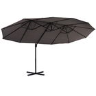 Outsunny Umbrela Dubla din Poliester Anti-UV Impermeabila Gri 270x460x250cm
