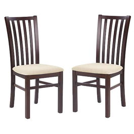 SET GREI 2 SCAUNE DIN LEMN DE FAG, TAPITAT CU STOFA CREM