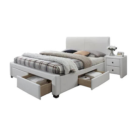 PAT ARISTON 2 DIN LEMN ALB CU SERTARE, SALTEA INCLUSA, LIDER FURNITURE, 160X200 CM