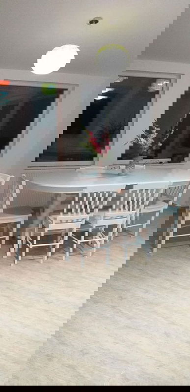 Set LID 112 masa + 6 scaune albe lemn