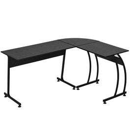 Homcom Birou in colt din Lemn cu cadru in Metal, Negru, Casa Birou Mult Spatiu 112.5 x 152 x 74cm