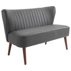 Homcom Canapea cu 2 locuri Cadru din Lemn si Tapiterie din Piele Sintetica pentru Casa Birou Living, Gri 108.5x61x79cm