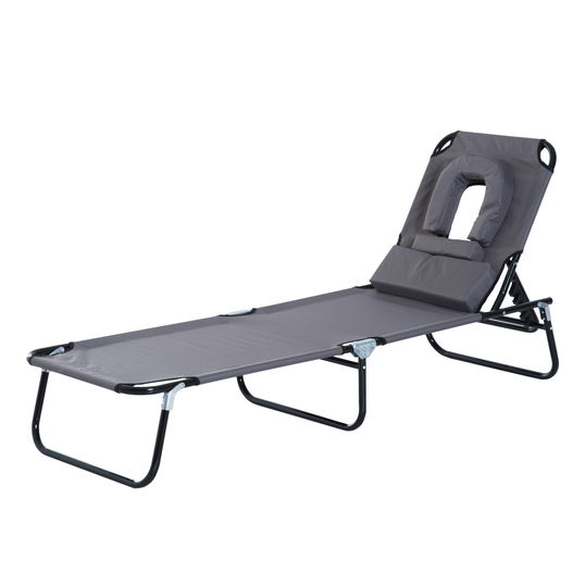 Outsunny Sezlong Relax Pliabil pentru din tesetura Oxford, Gri | Aosom Ro