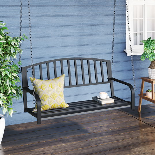 Outsunny Balansoar Suspendat de Gradina din Metal Negru | Aosom Ro