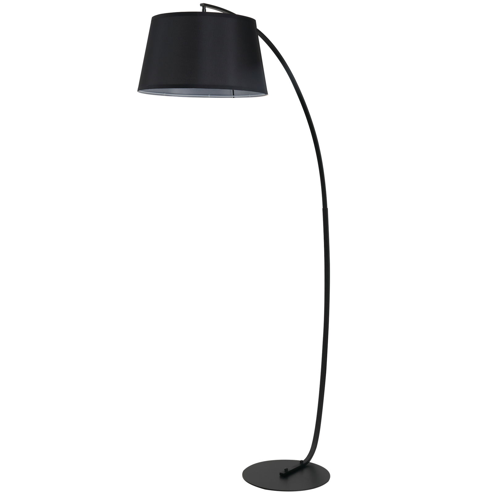 HOMCOM Lampa de Podea tip Arc Inalta cu Abajur Acoperit cu Tesatura, Baza Metalica, Comutator cu Pedala, Dormitor Sufragerie Negru