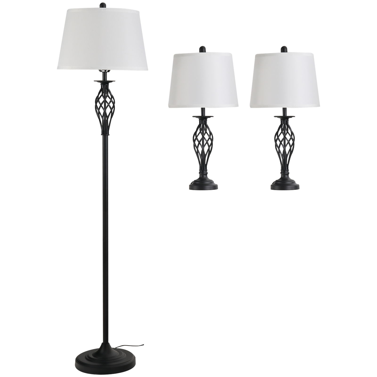 HomCom set 3 lampi (2 de masa, 1x lampa de podea) | AOSOM RO