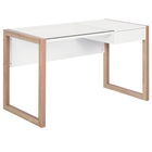 HOMCOM  Masa de Birou Design din Lemn si Sticla Temperata cu Sertar 120x60x75cm