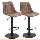 HOMCOM Set de 2 Scaune de bar captusite inaltime reglabila rotative suport pentru picioare