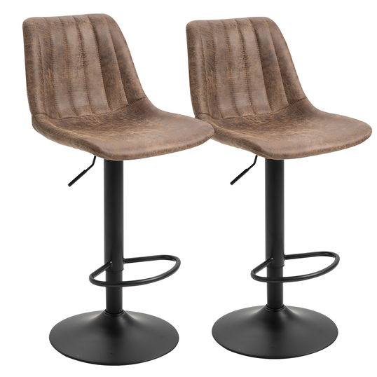 HOMCOM Set de 2 Scaune de bar captusite inaltime reglabila rotative suport pentru picioare
