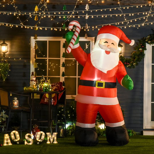 HomCom Mos Craciun gonflabil cu lumini LED, decoratiune de craciun, decoratiune gonflabila de Craciun | AOSOM RO
