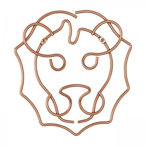Suport decorativ perete Lion, Metaltex, 27 x 30 cm, inox, aramiu