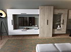 Living Pati 009 - Mobila Sufragerie Alb + Stejar