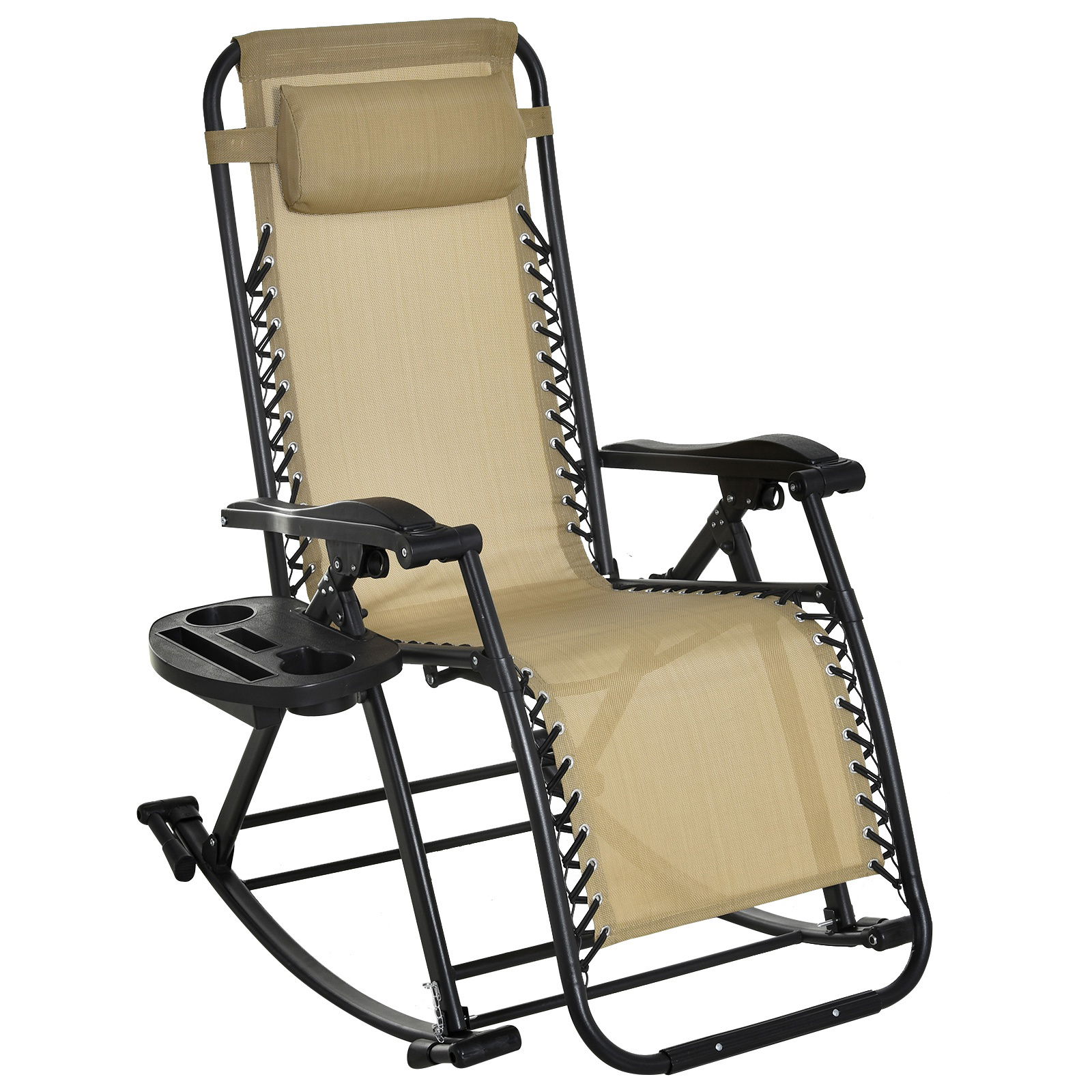Outsunny Scaun Ergonomic Balansoar cu Design pliabil din Textilene si cadru din Otel, Bej
