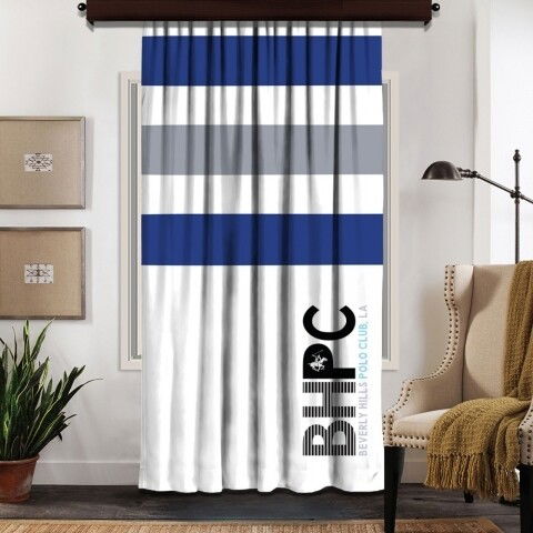 Draperie Beverly Hills Polo Club, 140x260, 100% poliester, Dark Blue/Grey/White