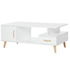 HOMCOM Masuta de sufragerie moderna, cu usa si sertar, Mobilier scund pentru Sufragerie si Birou, Alb, 100x50x40cm