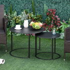Outsunny Set 2 Masute pentru Living si Gradina Suprapuse din Fier, Negru