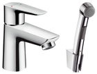 Baterie lavoar monocomanda Hansgrohe Talis E cu dus tip bideu si ventil push-open