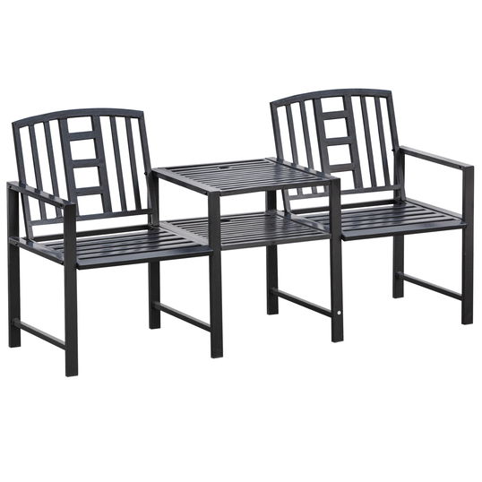 Outsunny Set 2 Scaune cu Masuta de cafea , Negru | Aosom Ro