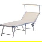 Outsunny Sezlong de Gradina cu Acoperis Pliabil din Aluminiu si Tesatura transpirabila, Bej