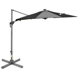 Outsunn Umbrela de Gradina sau Terasa iluminatie LED si Panou solar, Gri