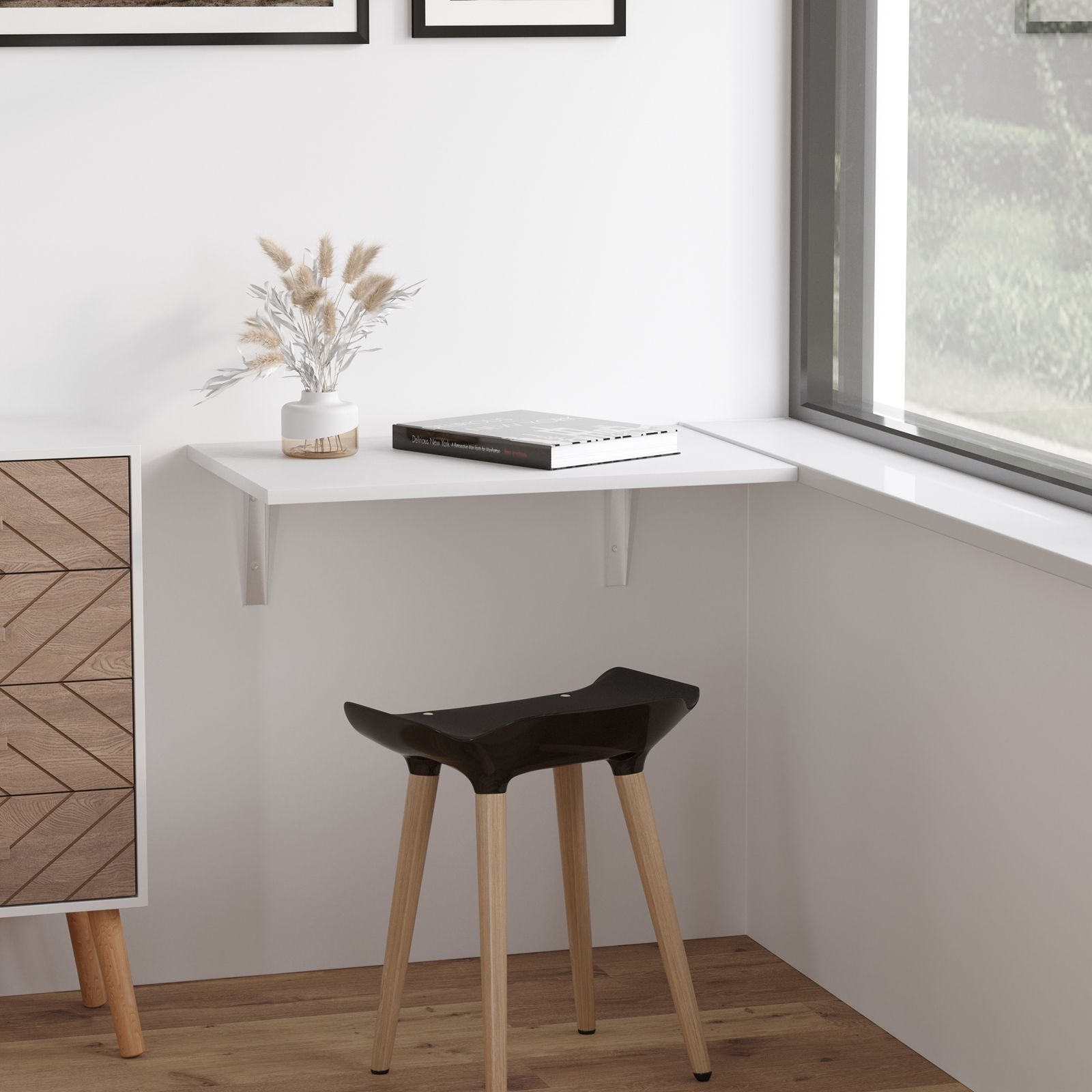 HOMCOM Masuta de perete rabatabila pentru economie de spatiu, din MDF masa mica, pentru Studio, Bucatarie, Sufragerie | AOSOM RO