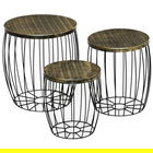Outsunny Set di 3 Masute de Gradina care se Stivuiesc, Mobilier de Exterior Stil Industrial din Metal Negru