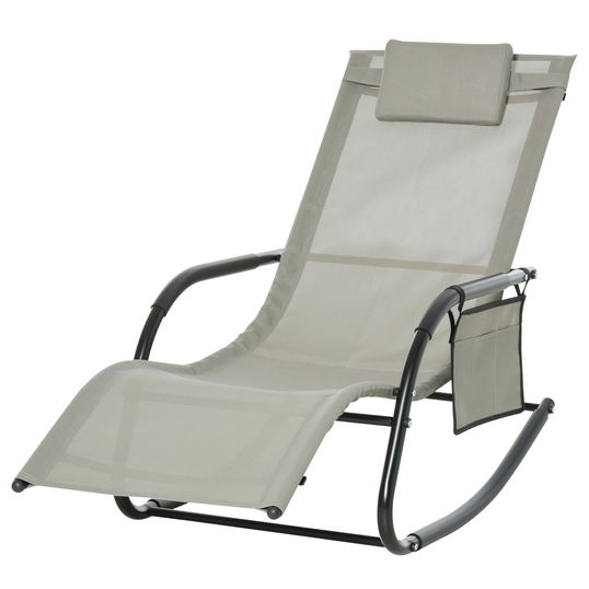 Outsunny Sezlong Balansoar de Gradina cu buzunar lateral si pernuta, in Metal 62L x 88L x 165Hcm