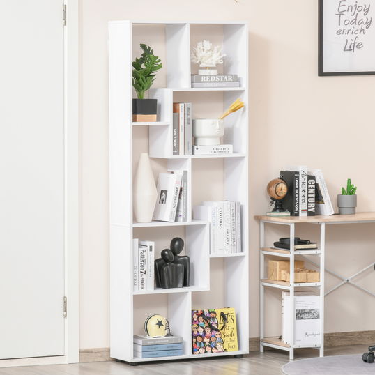 HomCom biblioteca design modern, 8 rafturi, 70x24x178 cm | AOSOM RO