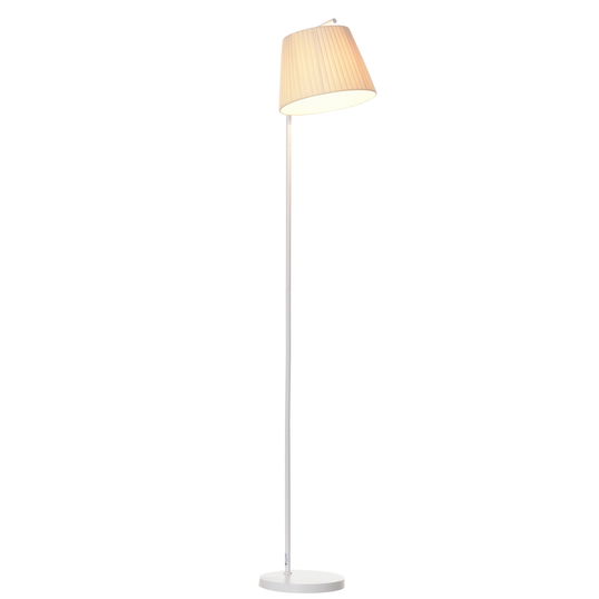 HOMCOM Lampadar cu abajur, baza rotunda, Lampa de sol, Iluminatie casa Mobila casa Metal, 25x27x165 cm, Alb/Crem