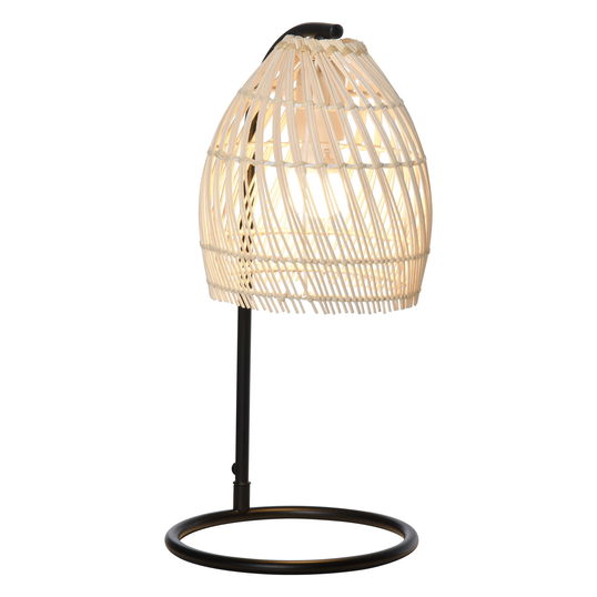HOMCOM Lampa de masa din rattan, Lampa de lectura Cuplare E27 Putere Maxima 40W, Mobilier Stil Vintage, Ф20x41cm, Bej
