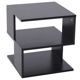 HOMCOM Masuta de cafea joasa cu 3 Etajere, Masuta de Cafea din Lemn, Mobilier Modern cu Economisire a spatiului, Negru, 40x40x43cm